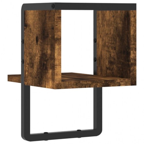 Væghylde med stang 20x25x30 cm røget egetræsfarve