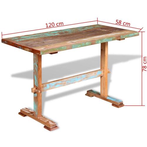 Spisebord 120x58x78 cm massivt genbrugstræ