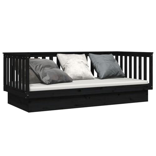 Daybed 80x200 cm massivt fyrretræ sort