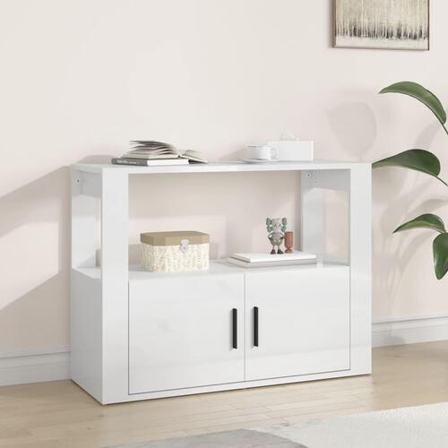 Skænk 80x30x60 cm konstrueret træ hvid højglans