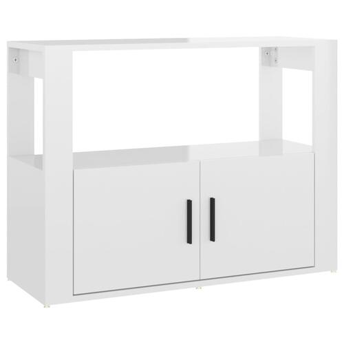 Skænk 80x30x60 cm konstrueret træ hvid højglans