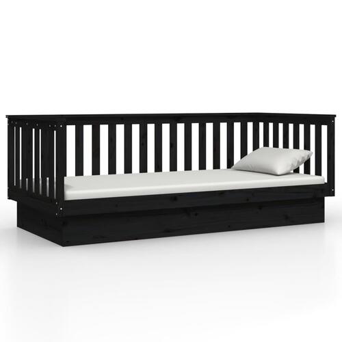 Daybed 80x200 cm massivt fyrretræ sort