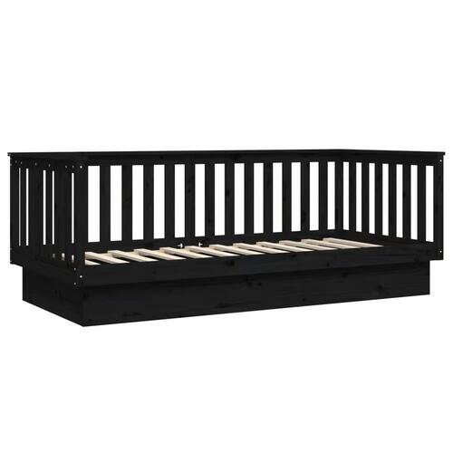 Daybed 80x200 cm massivt fyrretræ sort