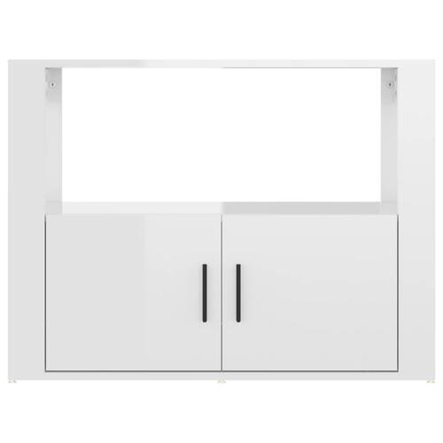 Skænk 80x30x60 cm konstrueret træ hvid højglans
