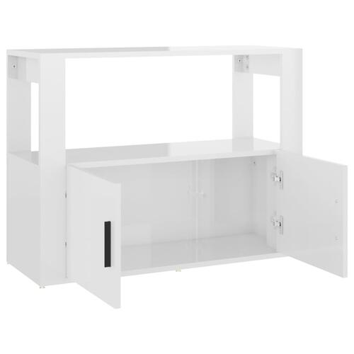 Skænk 80x30x60 cm konstrueret træ hvid højglans