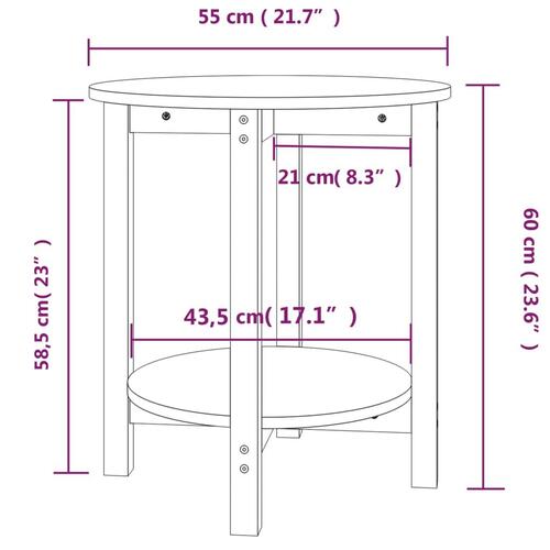 Sofabord Ø 55x60 cm massivt fyrretræ