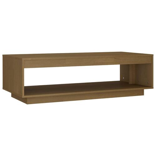 Sofabord 110x50x33,5 cm massivt fyrretræ honningbrun