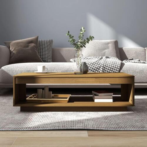 Sofabord 110x50x33,5 cm massivt fyrretræ honningbrun