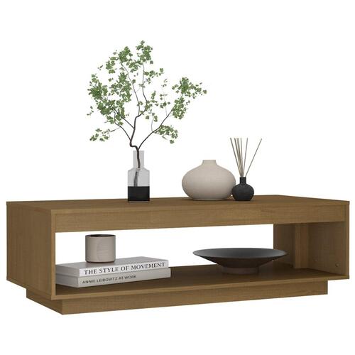 Sofabord 110x50x33,5 cm massivt fyrretræ honningbrun