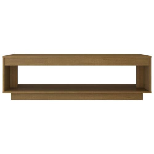 Sofabord 110x50x33,5 cm massivt fyrretræ honningbrun