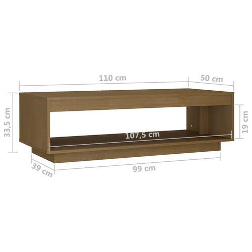 Sofabord 110x50x33,5 cm massivt fyrretræ honningbrun