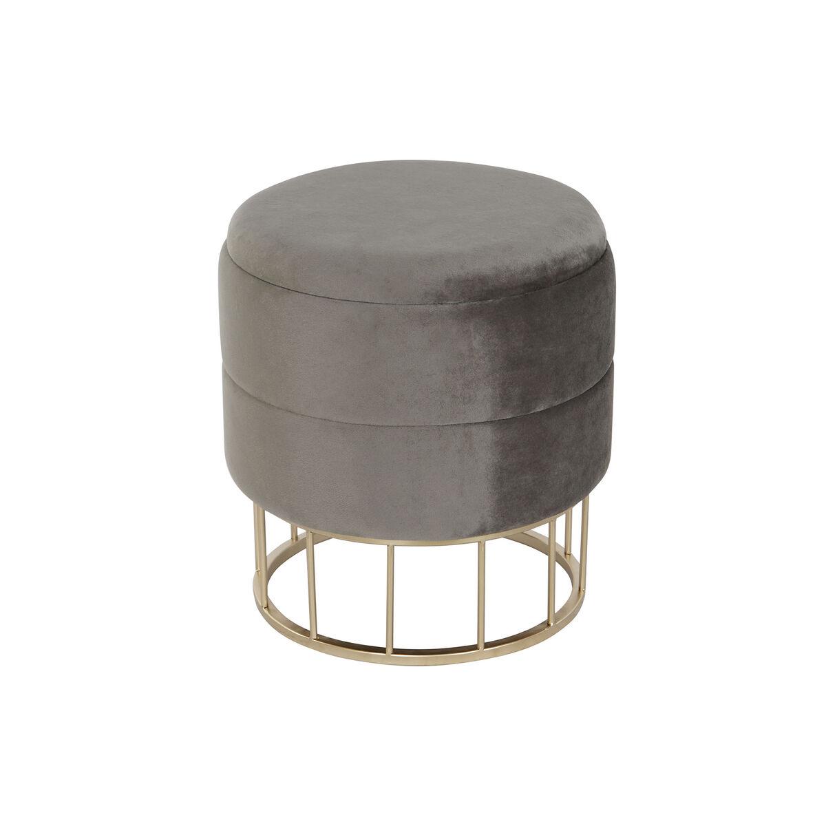 Fodstøtte - gylden/mørkegrå, polyester & metal, 38 x 38 x 41 cm