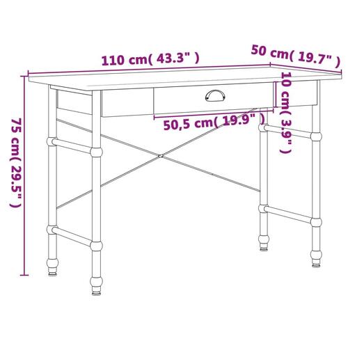 Computerbord med skuffe 110x50x75 cm egetræsfarvet