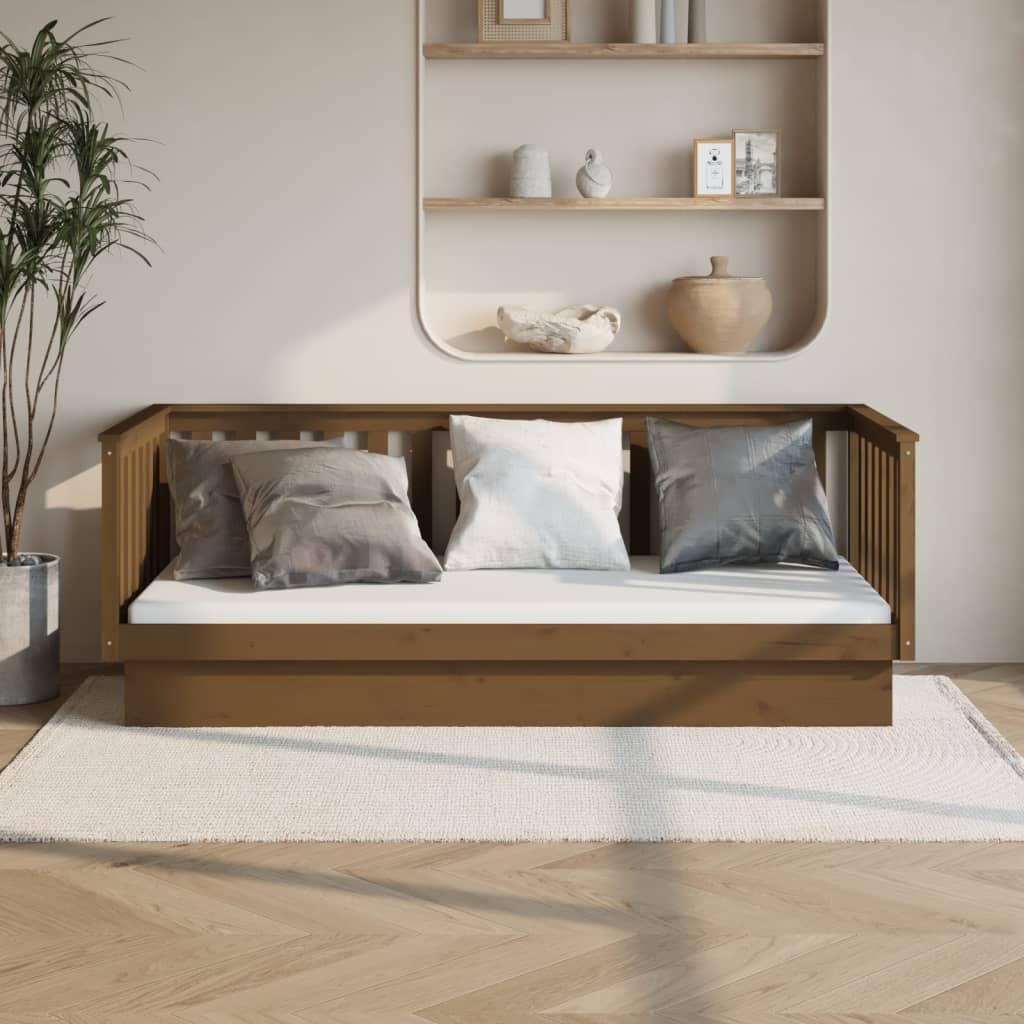 Daybed 90x200 cm massivt fyrretræ gyldenbrun
