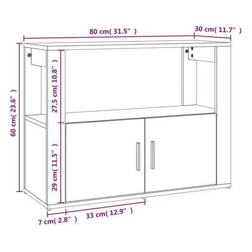 Skænk 80x30x60 cm konstrueret træ røget egetræsfarve