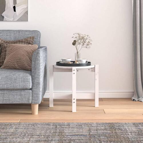 Sofabord Ø 52,5x45 cm massivt fyrretræ hvid