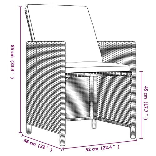 Spisebordssæt til haven 5 dele med hynder polyrattan beige