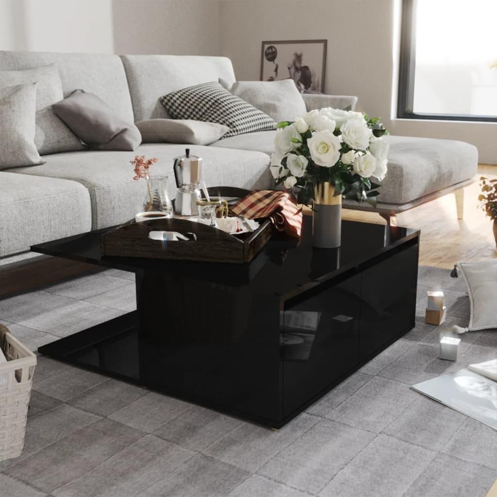 Sofabord 80x80x31 cm konstrueret træ sort højglans