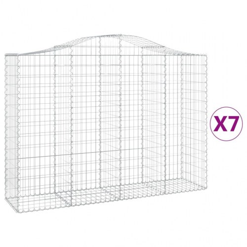 Buede gabionkurve - 7 stk. 200×50×140/160 cm i galvaniseret jern