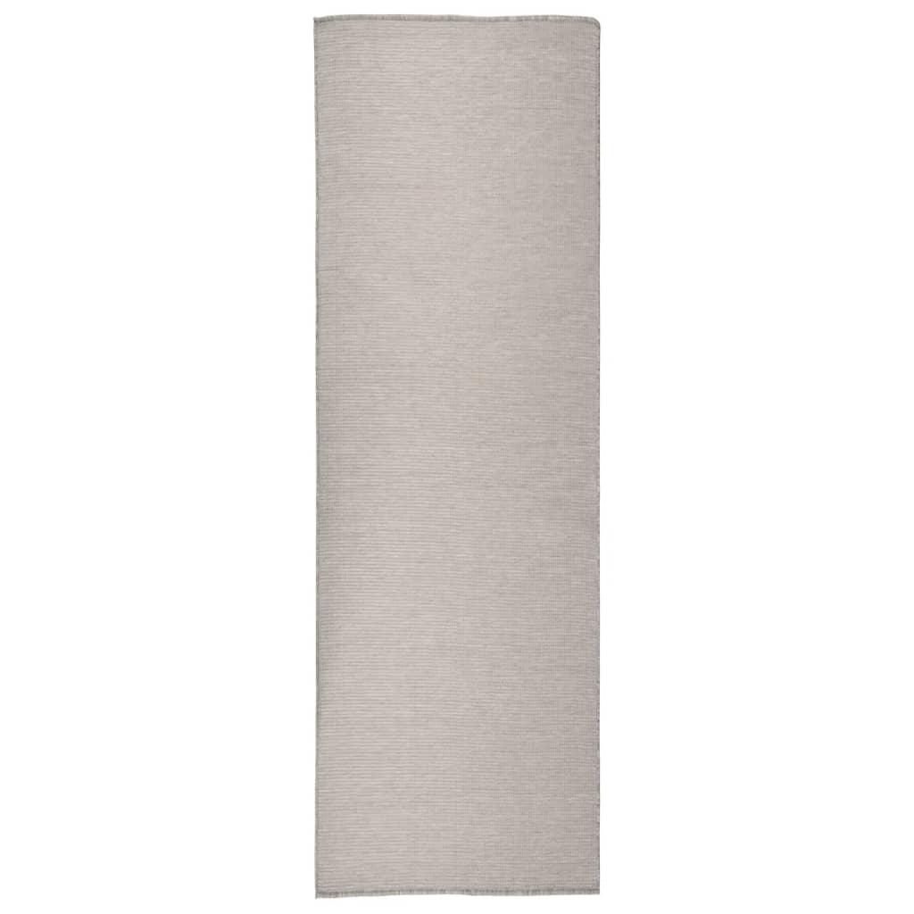 Fladvævet udendørstæppe 80x250 cm gråbrun