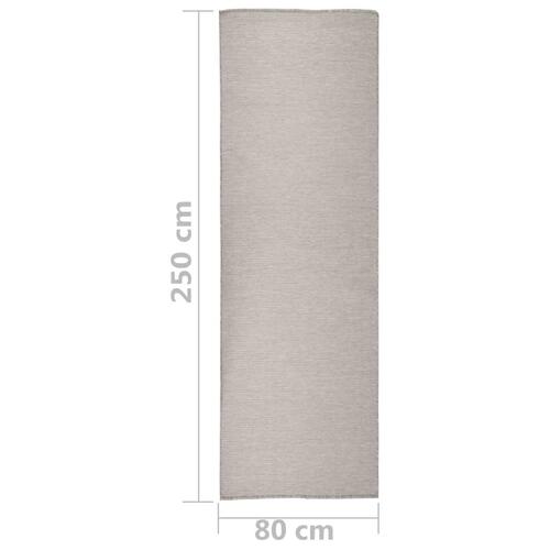Fladvævet udendørstæppe 80x250 cm gråbrun