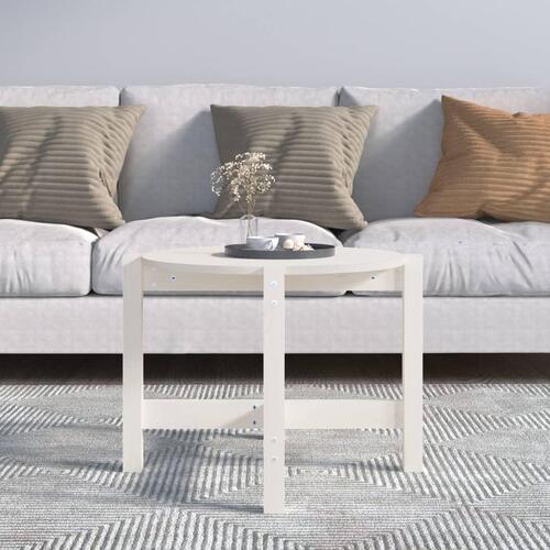Sofabord Ø 62,5x45 cm massivt fyrretræ hvid