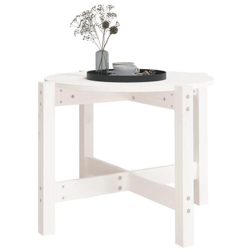 Sofabord Ø 62,5x45 cm massivt fyrretræ hvid