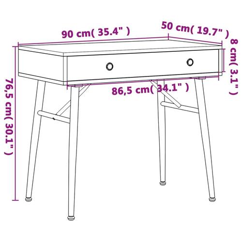 Computerbord med skuffe 90x50x76,5 cm antikgrøn