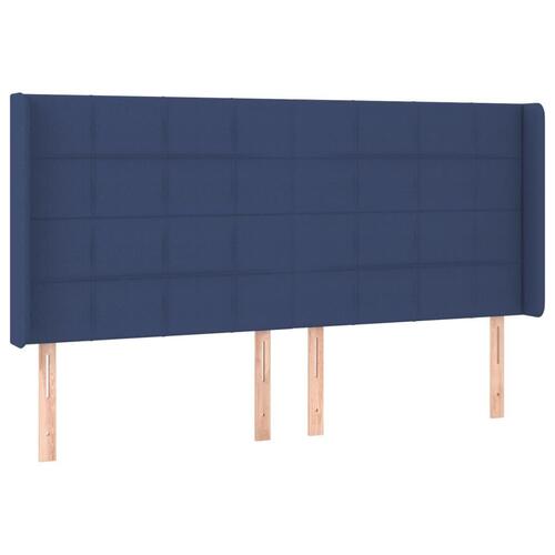 Sengegavl med kanter 203x16x118/128 cm stof blå