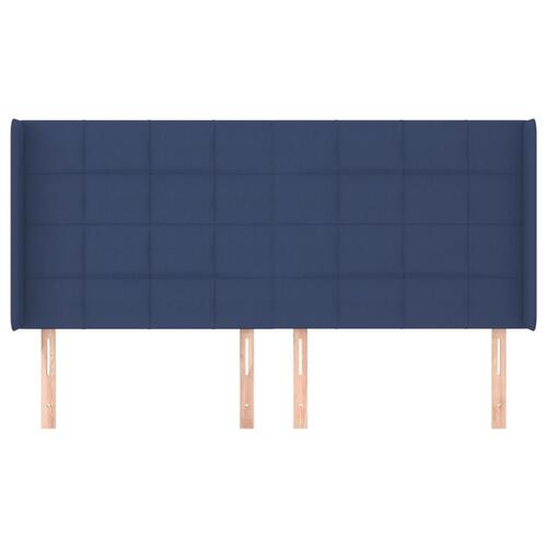 Sengegavl med kanter 203x16x118/128 cm stof blå