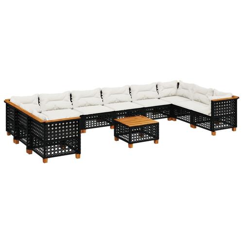 Sofasæt til haven 11 dele med hynder polyrattan sort