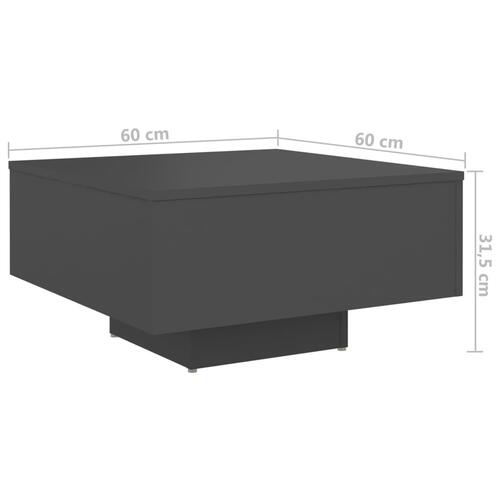 Sofabord 60x60x31,5 cm spånplade grå