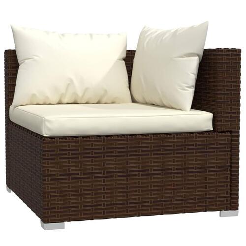 Haveloungesæt 4 dele med hynder polyrattan brun