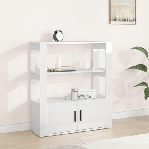 Skænk 80x30x90 cm konstrueret træ hvid højglans