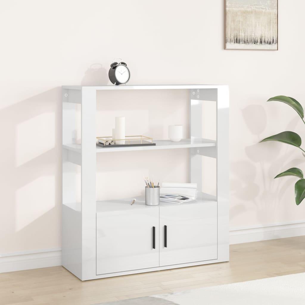 Skænk 80x30x90 cm konstrueret træ hvid højglans