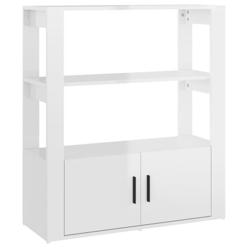 Skænk 80x30x90 cm konstrueret træ hvid højglans