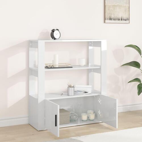 Skænk 80x30x90 cm konstrueret træ hvid højglans