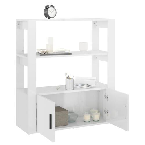 Skænk 80x30x90 cm konstrueret træ hvid højglans