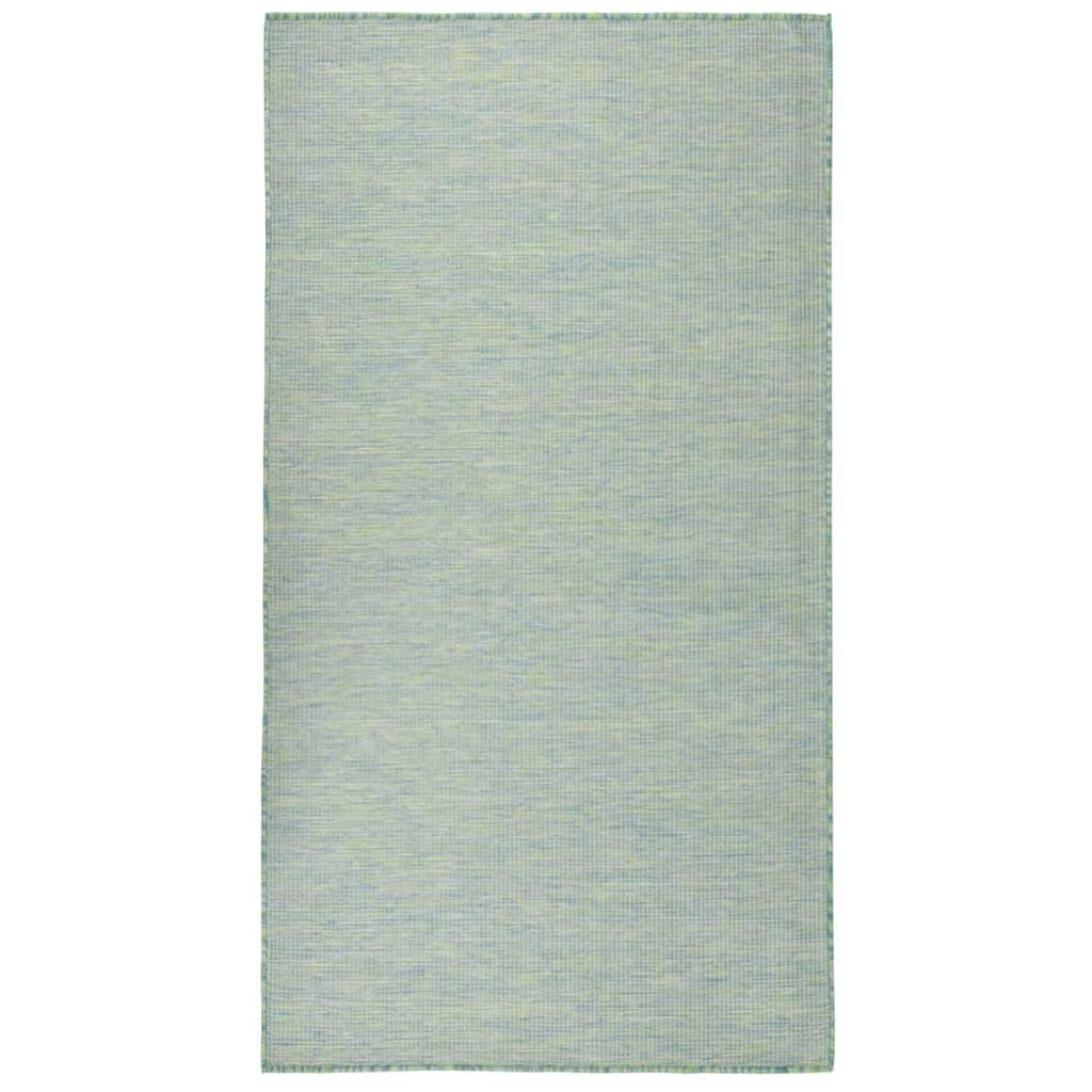 Fladvævet udendørstæppe 80x150 cm turkis billede