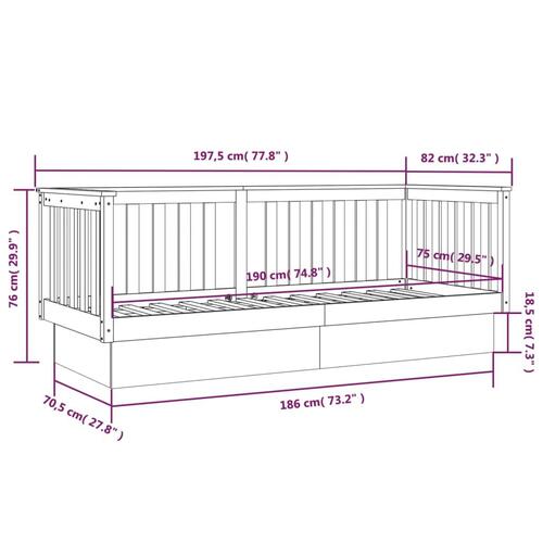 Daybed 75x190 cm massivt fyrretræ