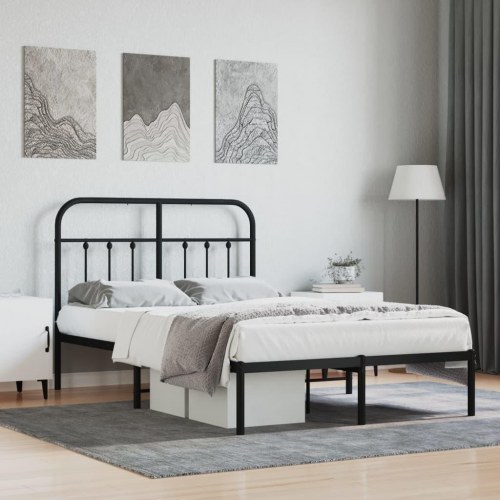 Sengeramme med sengegavl 120×190 cm - metal, sort
