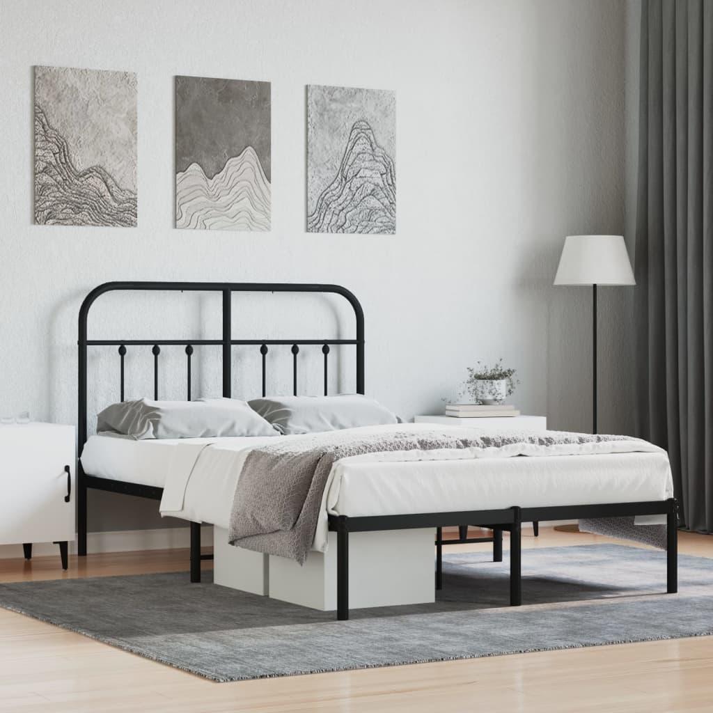 Sengeramme med sengegavl 120x190 cm metal sort billede