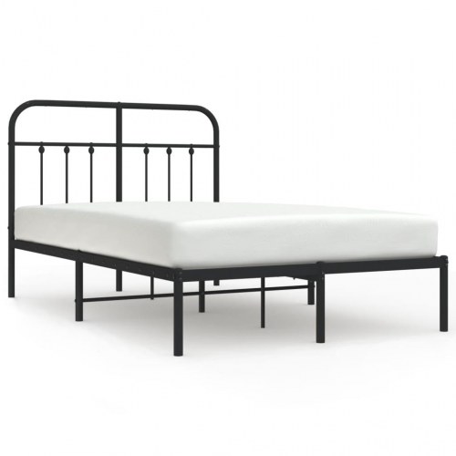 Sengeramme med sengegavl 120×190 cm - metal, sort