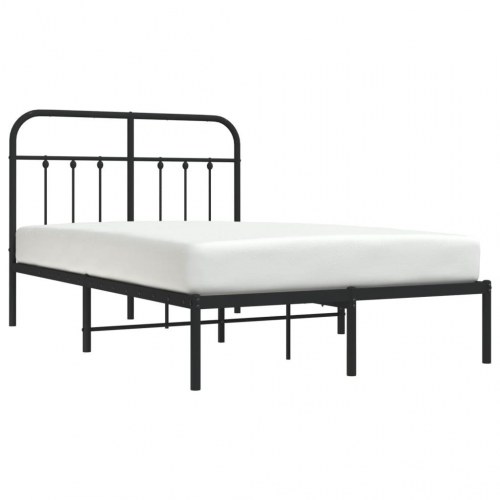 Sengeramme med sengegavl 120×190 cm - metal, sort