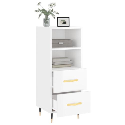 Skænk 34,5x34x90 cm konstrueret træ hvid højglans