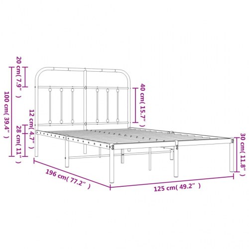 Sengeramme med sengegavl 120×190 cm - metal, sort