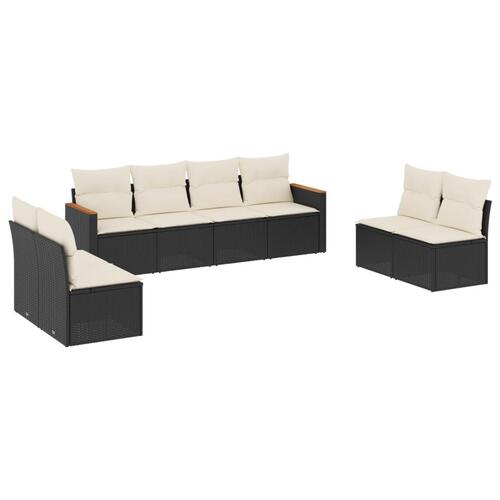 Sofasæt til haven 8 dele med hynder polyrattan sort