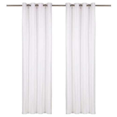 Gardiner med metalringe 2 stk. 140 x 175 cm bomuld hvid