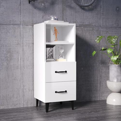 Skænk 34,5x34x90 cm konstrueret træ hvid højglans