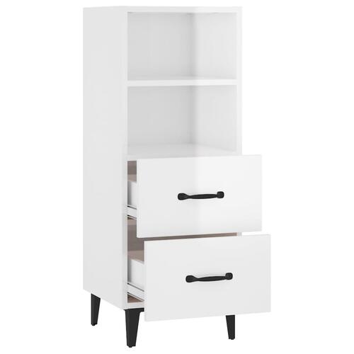 Skænk 34,5x34x90 cm konstrueret træ hvid højglans